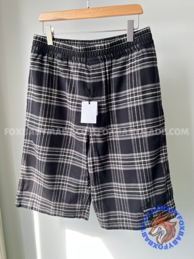 CH Flannel Plaid Cropped Shorts, High Count Cotton, Laser Positioning